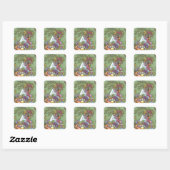 CORNUCOPIA HEN, THANKSGIVING CHICKEN STICKERS Squ (Feuille)