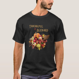 Cornucopia Hoorn van Plenty Thanksgiving zwart T-shirt