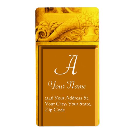 CORNUCOPIA MONOGRAM, felgeel goud Etiket (Voorkant)