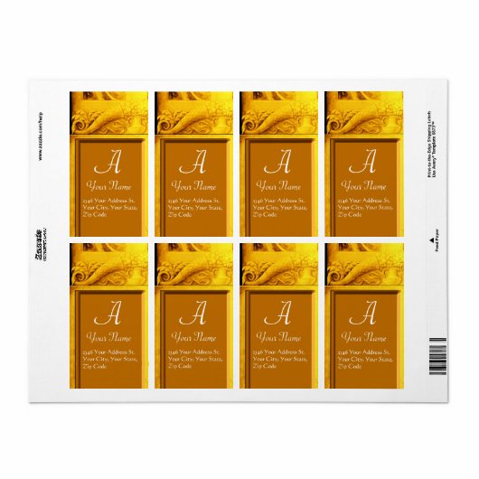 CORNUCOPIA MONOGRAM, felgeel goud Etiket (Full Sheet)