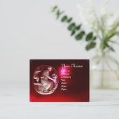 CORNUCOPIA MONOGRAM, helder rood, zwart wit Visitekaartje (Staand voorkant)