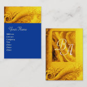 CORNUCOPIA MONOGRAM, heldergeel, blauw Visitekaartje (Voorkant / Achterkant)