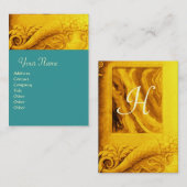 CORNUCOPIA MONOGRAM heldergoudgeel, blauwgroen, bl Visitekaartje (Voorkant / Achterkant)