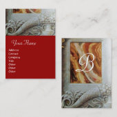 CORNUCOPIA MONOGRAM, heldergrijs, rood Visitekaartje (Voorkant / Achterkant)