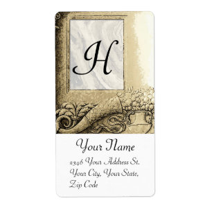 CORNUCOPIA MONOGRAM, zwart-wit grijs Etiket