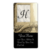 CORNUCOPIA MONOGRAM, zwart-wit grijs Etiket (Voorkant)