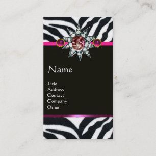 CORNUCOPIA PINK BLACK WHITE ZEBRA FUR MONOGRAM VISITEKAARTJE