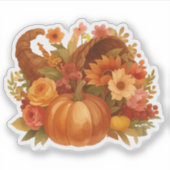 Cornucopia Pumpkin Autumn Harvest Sticker (Voorkant)