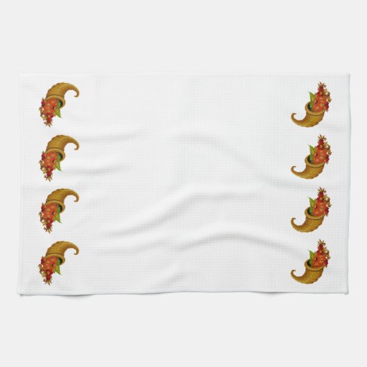 Cornucopia Row White Kitchen Serviettes (Horizontal)