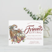 Cornucopia sublimatie |  Red Friendsgiving Kaart (Staand voorkant)