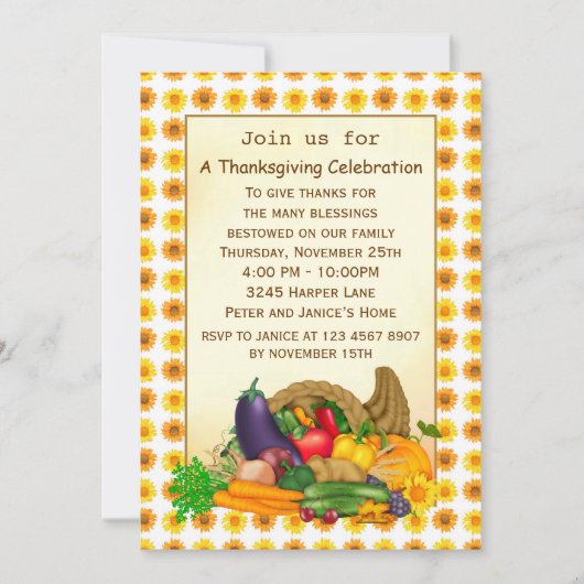 Cornucopia Thanksgiving Invitation (Devant)