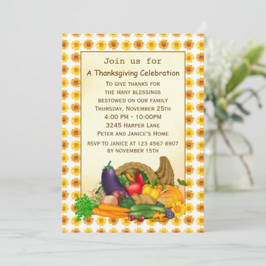 Cornucopia Thanksgiving Invitation (Debout devant)