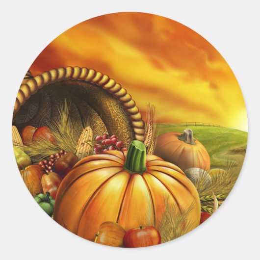 cornucopie 1 ronde sticker (Voorkant)
