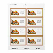 Cornucopie met Herfst Gourds Etiket (Full Sheet)