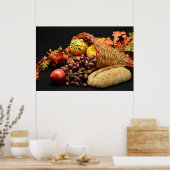 Cornucopie met vruchten en borrels poster (Keuken)