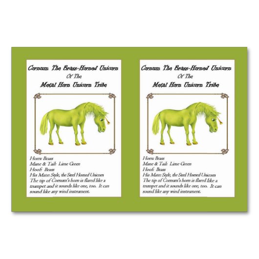 Cornum La Corne En Laiton Unicorn carte de commerc (Devant)