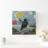 Cornwall chough vierkante klok (Huis)