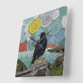 Cornwall chough vierkante klok (Hoek)