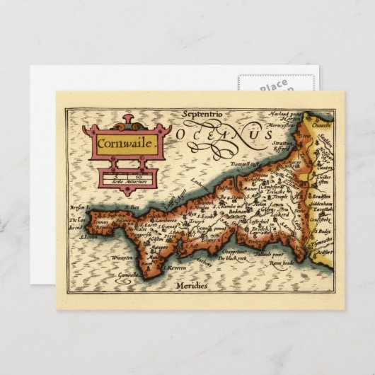 Cornwall, Cornwaile County England Antiquarische k Briefkaart (Voorkant / Achterkant)