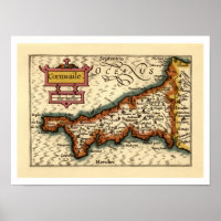 Cornwall, Cornwaile County England Antiquarische k