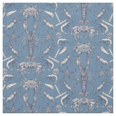 Cornwall Crustaceans Damask Blue Ultra Marine Stof (Swatch)