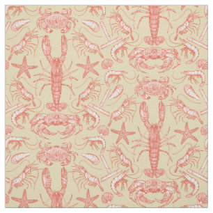 Cornwall Crustaceans Damask Cayenne Nectar Stof