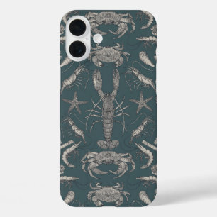 Cornwall Crustaceans Damask Dark Apatite iPhone 16 Plus Hoesje