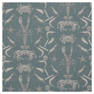 Cornwall Crustaceans Damask Dark Apatite Stof