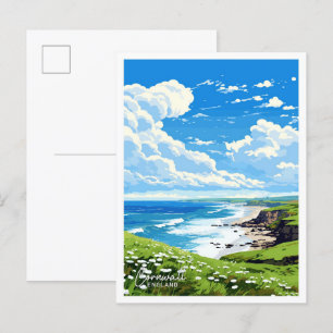 Cornwall England Art Travel illustratie Briefkaart