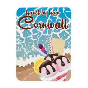 Cornwall ijs cartoon reisposter magneet
