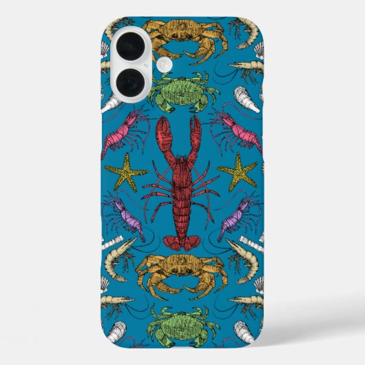 Cornwall schaaldieren Damask pop blauw Case-Mate iPhone Case (Achterkant)