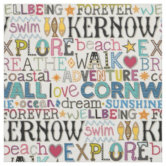 Cornwall typografie stof (Swatch)