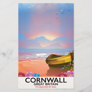 Cornwall vissersboot vintage reisposter briefpapier