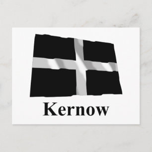 Cornwall Waving Flag met naam in Cornish Briefkaart
