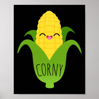 Corny Cute Corn op de Cob Foodie Art-afdrukken Poster