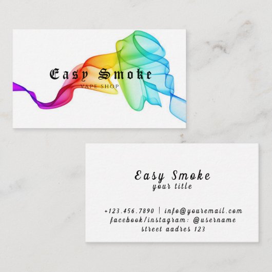 Corolful Smoke Vape Shop Carte de visite (Devant / Derrière)