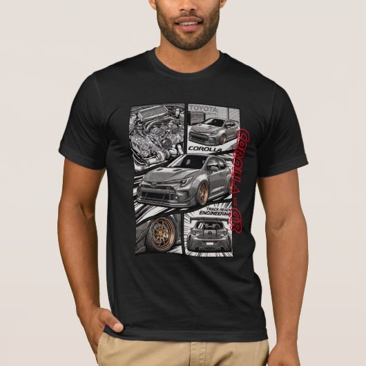 Corolla GR JDM Manga Comic Panel T-shirt (Voorkant)