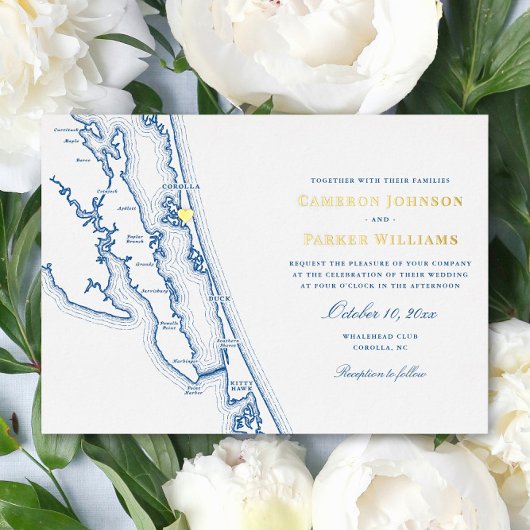 Corolla NC Carte OBX Mariage Navy et Or