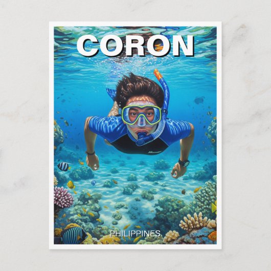 Coron Philippines Scuba Diver Briefkaart (Voorkant)