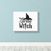 Corona heks Halloween, grappige Halloween, Canvas Afdruk (Insitu (Houten vloer))