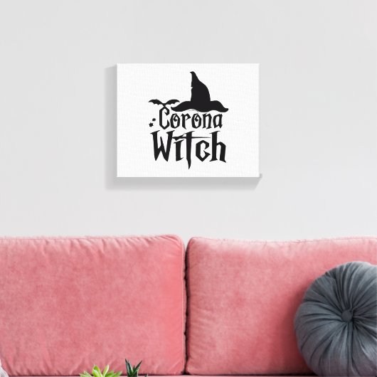Corona heks Halloween, grappige Halloween, Canvas Afdruk (Insitu (Woonkamer))