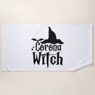 Corona heks Halloween, grappige Halloween, Strandlaken