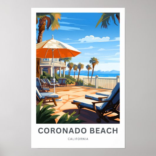 Coronado Beach California Reisprint Poster (Voorkant)