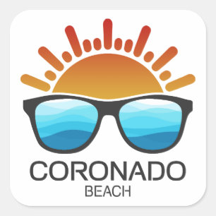 Coronado Beach California Zonnebril Vierkante Sticker