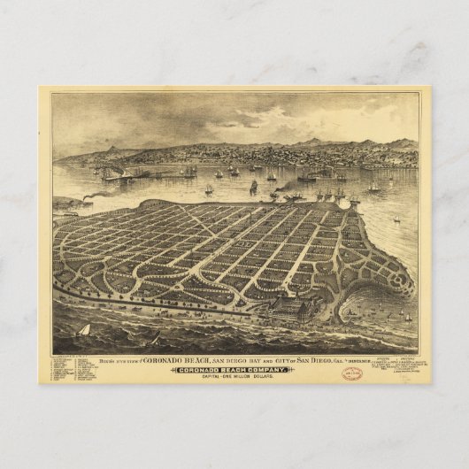 Coronado Beach San Diego California (1880) Briefkaart (Voorkant)