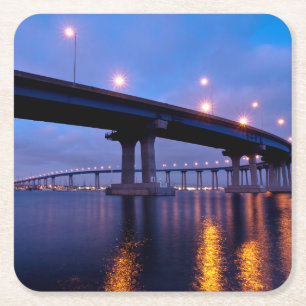 Coronado Bridge in Dusk Vierkante Kartonnen Onderzetter