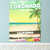 Coronado California strandreisposter Canvas Afdruk (Insitu (Houten vloer))