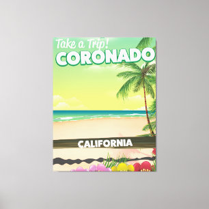 Coronado California strandreisposter Canvas Afdruk