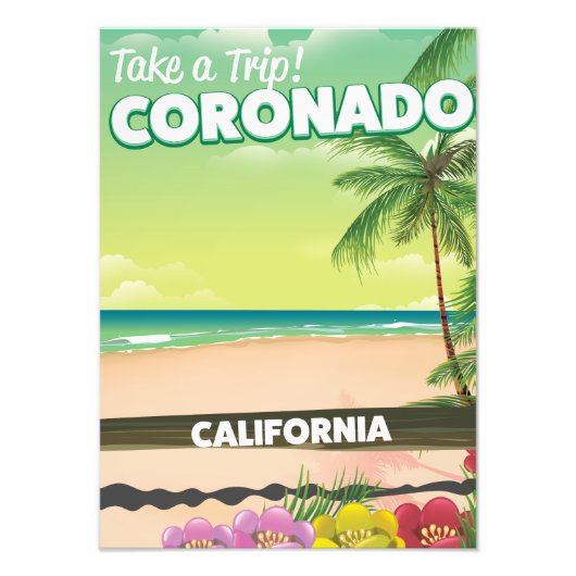 Coronado California strandreisposter Foto Afdruk (Voorkant)