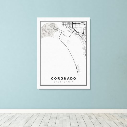 Coronado Map Canvas Afdruk (Insitu (Houten vloer))